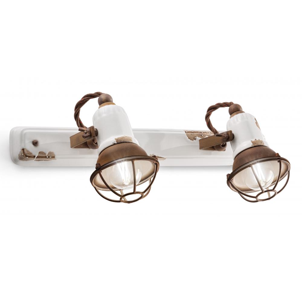 rusztikus vintage retro keramia fali lampa allithato dupla spot regies nappali konyha haloszoba olvasolampa agy fole vilagitas antikolt patinazott feher dupla izzos vilagos ferroluce formavivendi lakberendezesi aruhaz rozsdas.jpg